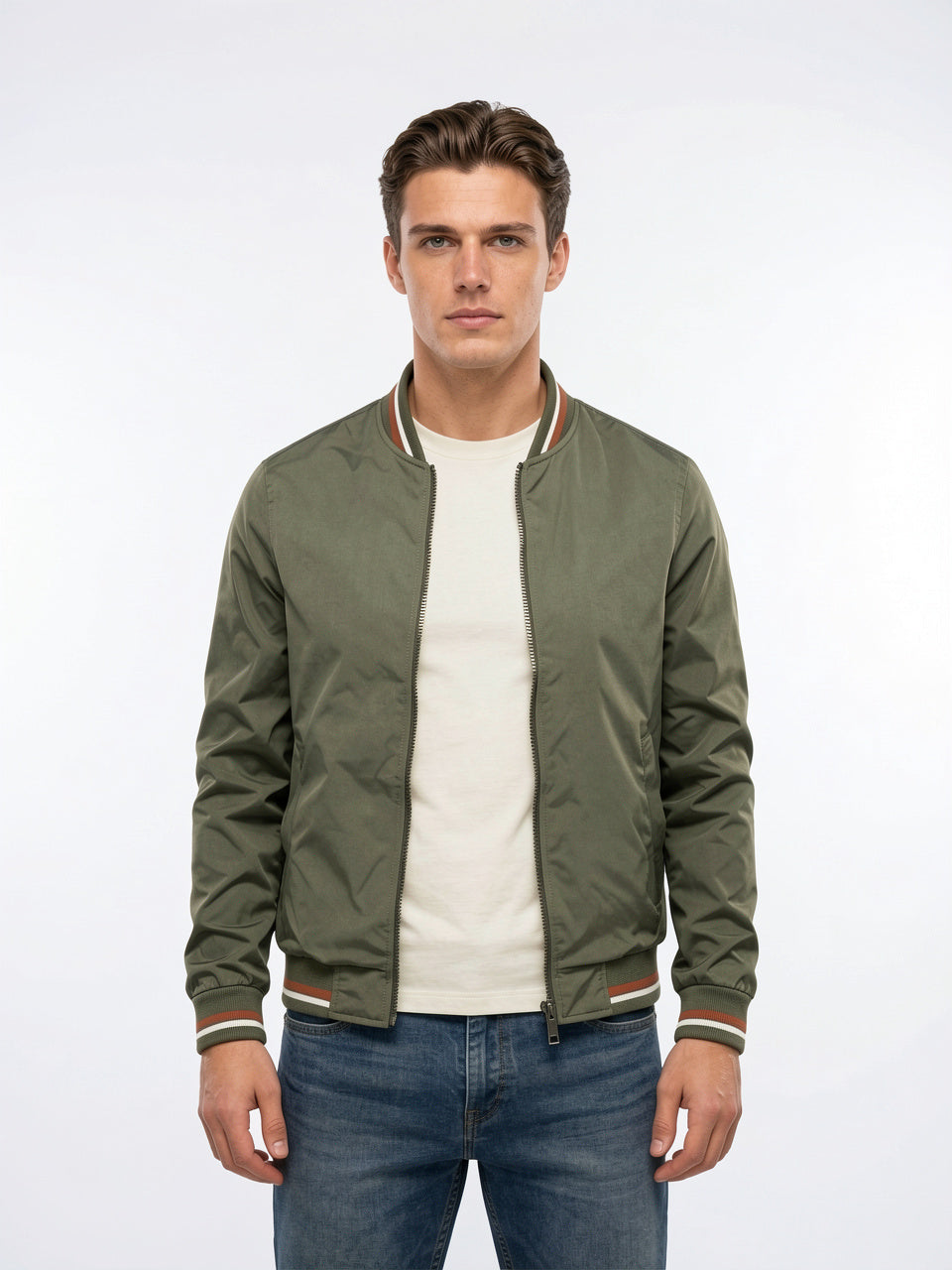 Blouson Bomber Homme Zippé Confortable Col Côtelé - 7