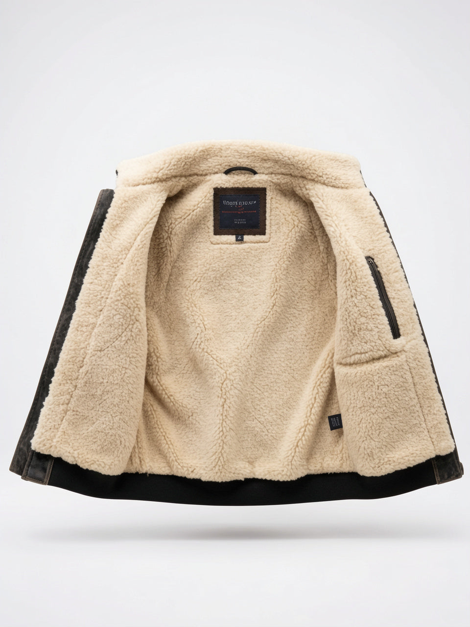 Blouson Cuir Vintage Homme Chaud Doublure Fourrure Douce - 4