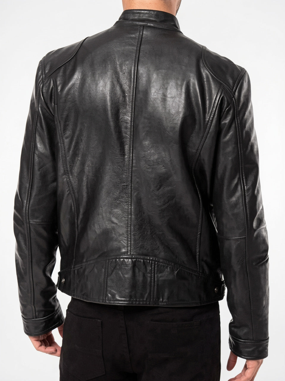 Blouson Moto Veste Cuir Homme Zippé Confortable Moderne - 5