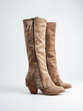 Bottes Cavalières Bicolore Genou Suédine Zippé Talon - Marron EU 35 / US 4 / UK 2.5
