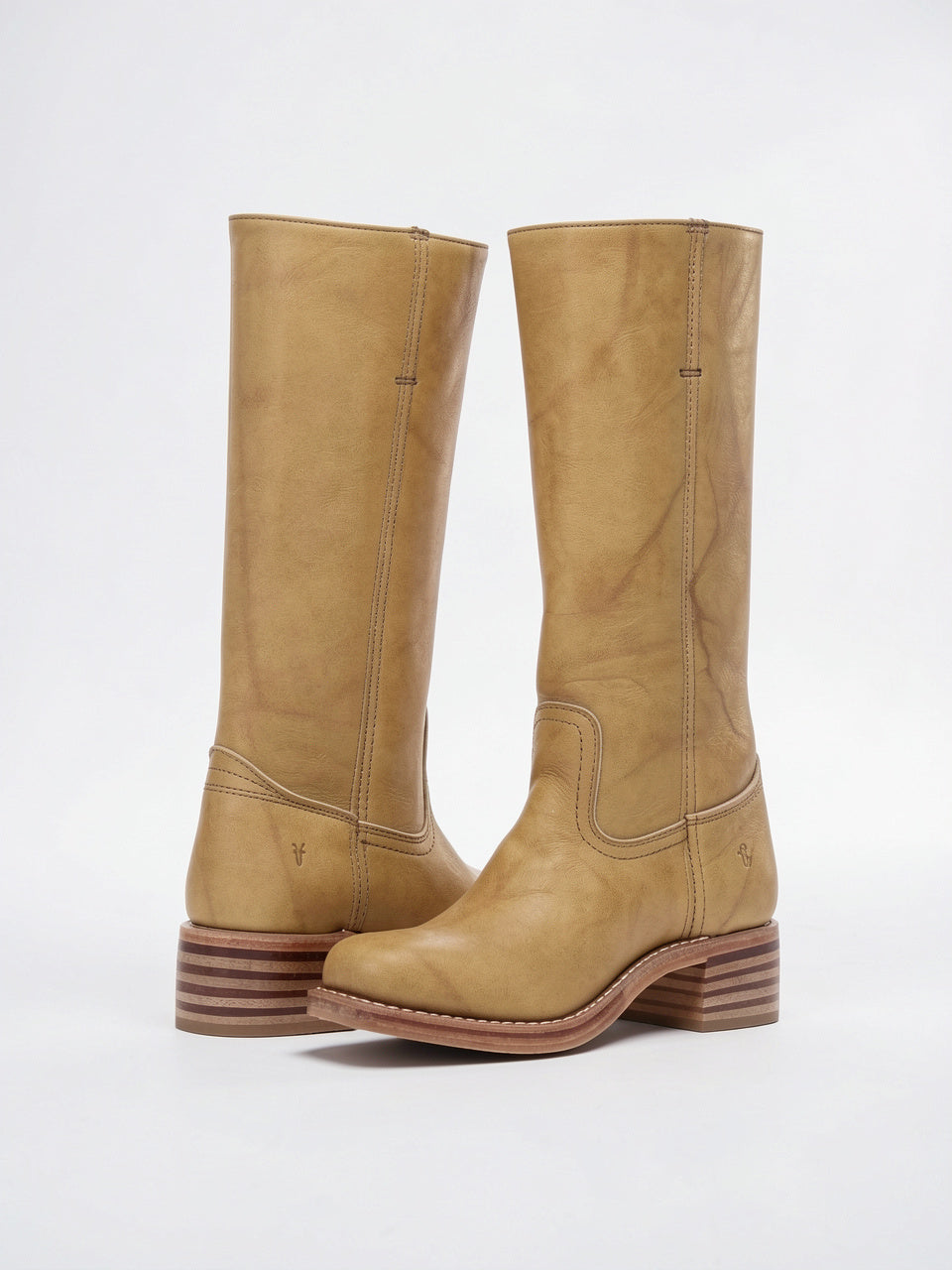 Bottes Cavalières Cuir Femme Genou Hautes Bloc Talon - Châtain Doré Clair EU 35 / US 4 / UK 2.5