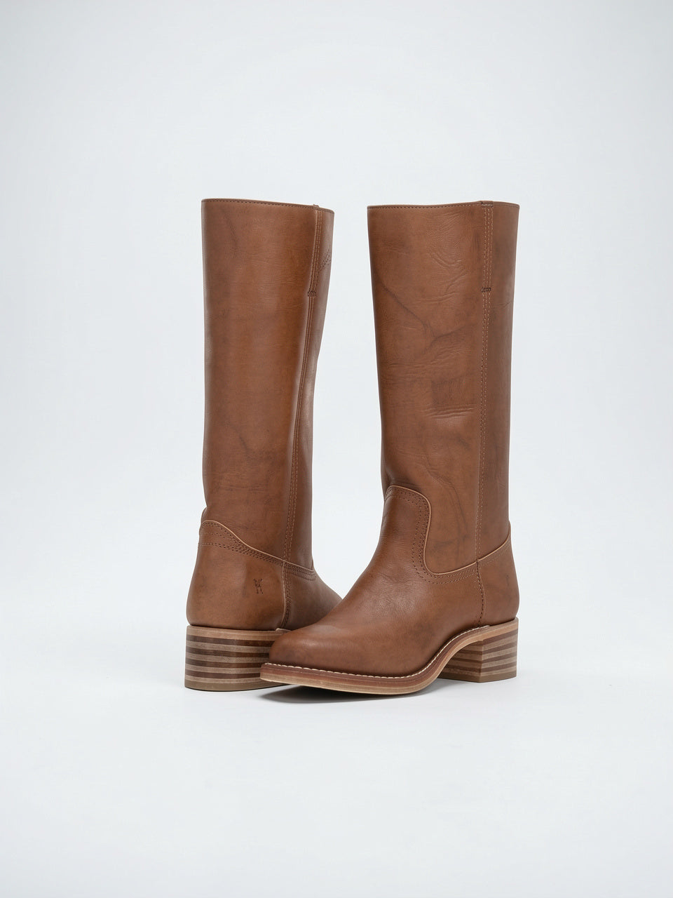 Bottes Hautes Cuir Végan Talon Bout Rond - Cognac EU 36 / US 5.5 / UK 3.5