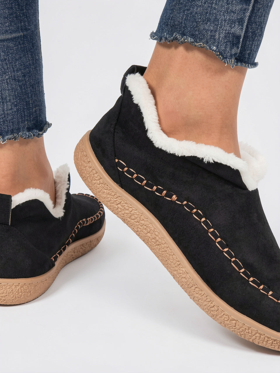 Bottines Cheville Femme Confort Amorti Antidérapant Fourrure Hiver - Noir EU 36 / US 5 / UK 3.5