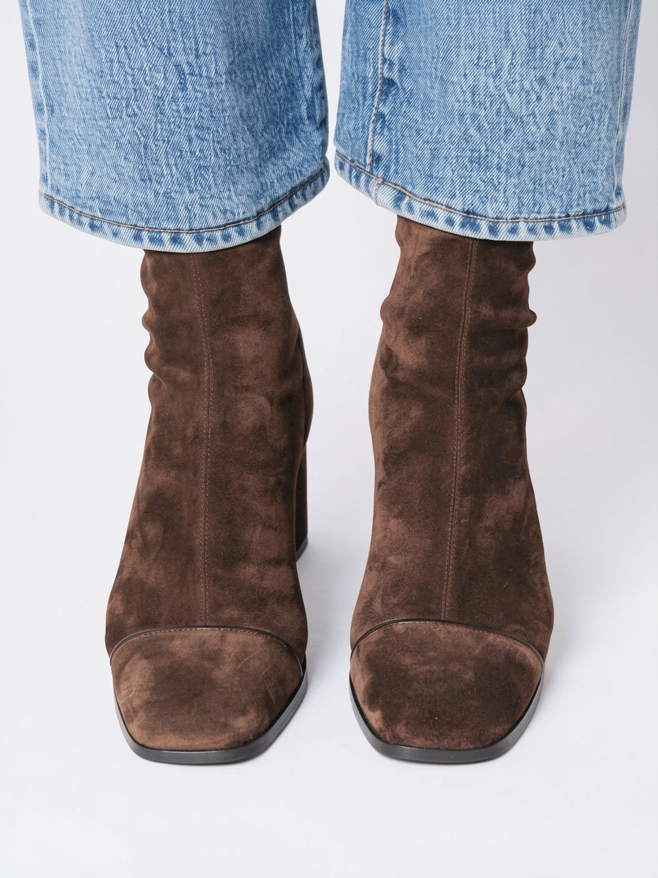 Bottines Femme Bout Carré Suédine Talon Bloc Cheville - 2