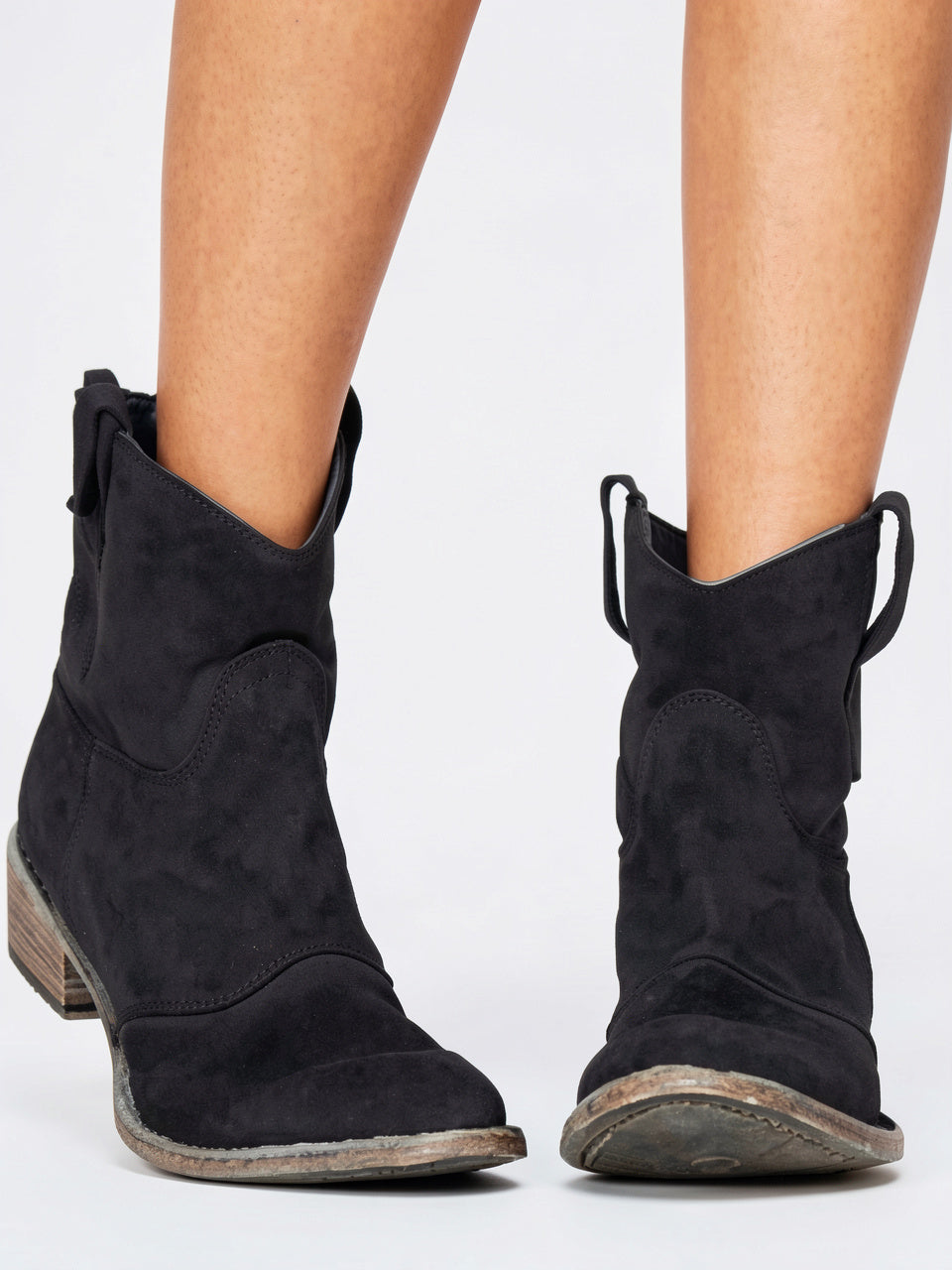 Bottines Western en Cuir à Talon Femme - Noir EU 37 / US 6 / UK 4