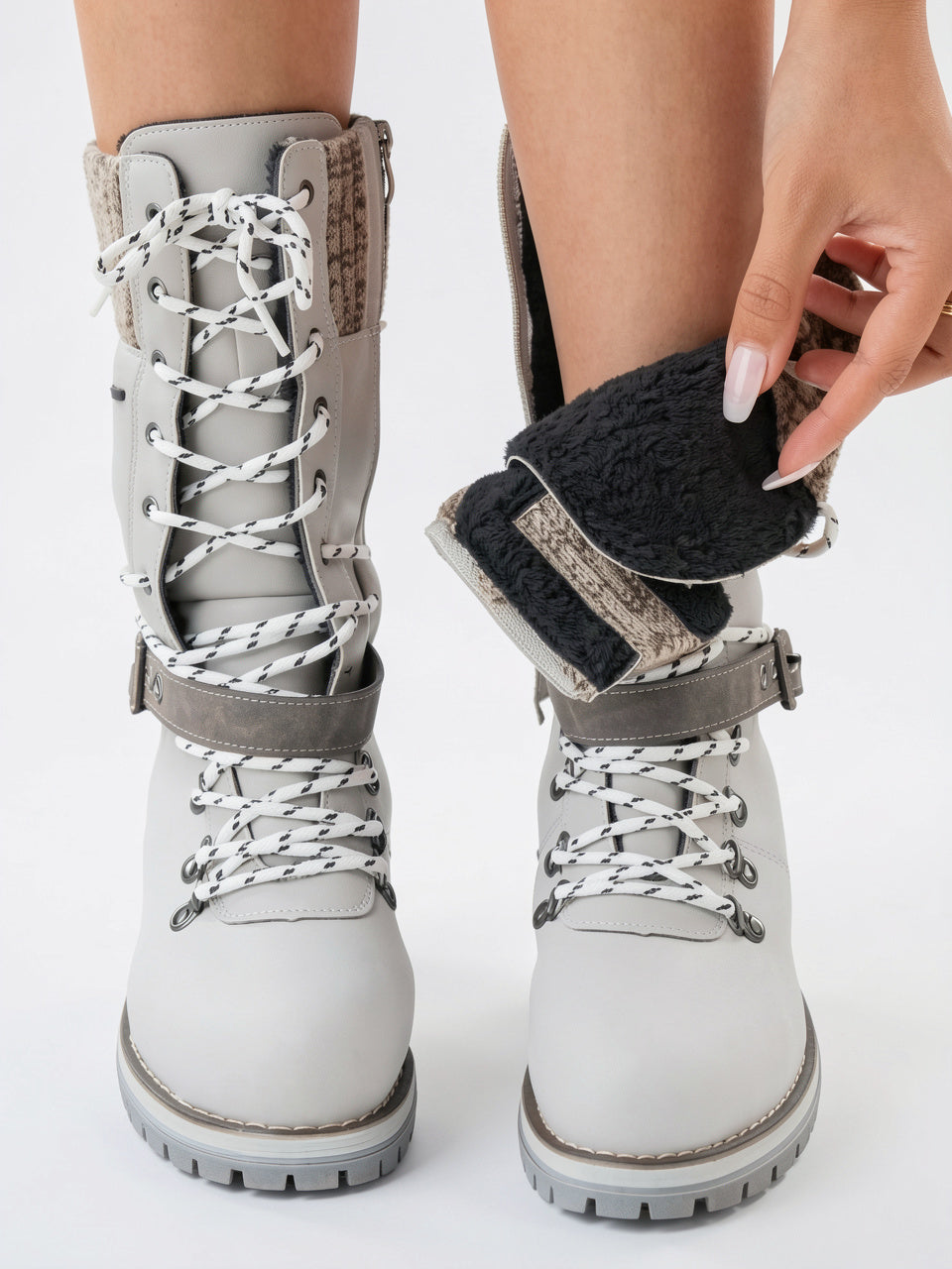 Femme Bottes de Neige Montantes Antidérapantes Doublées - 14