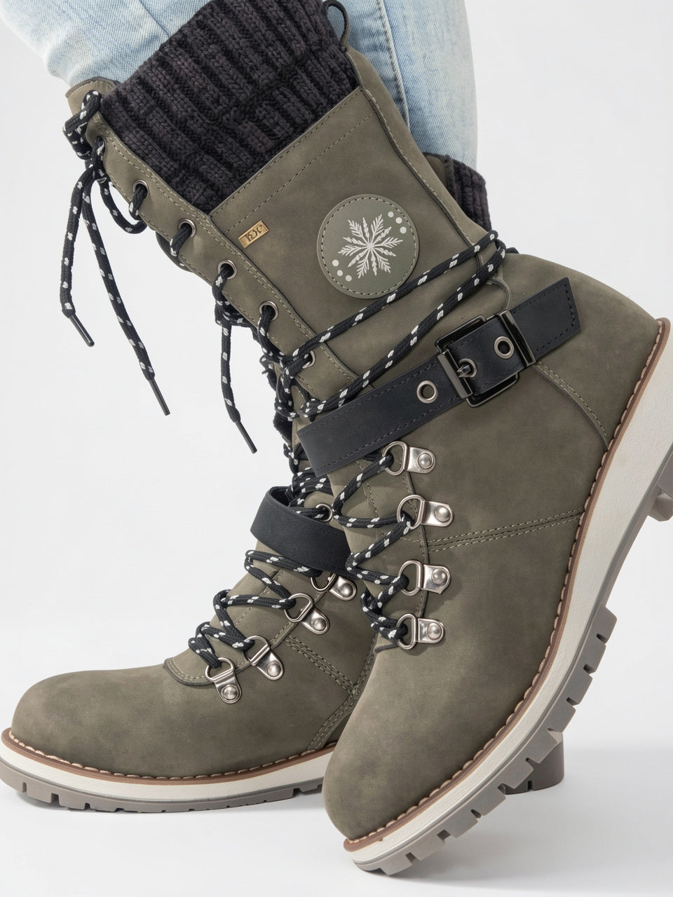 Femme Bottes de Neige Montantes Antidérapantes Doublées - Vert EU 36 / US 5 / UK 3.5
