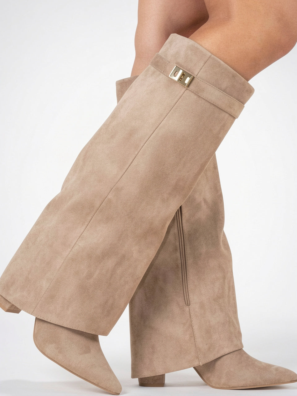 Femme Bottes Genou Daim Décontractées Talon Bas Slouchy - 2