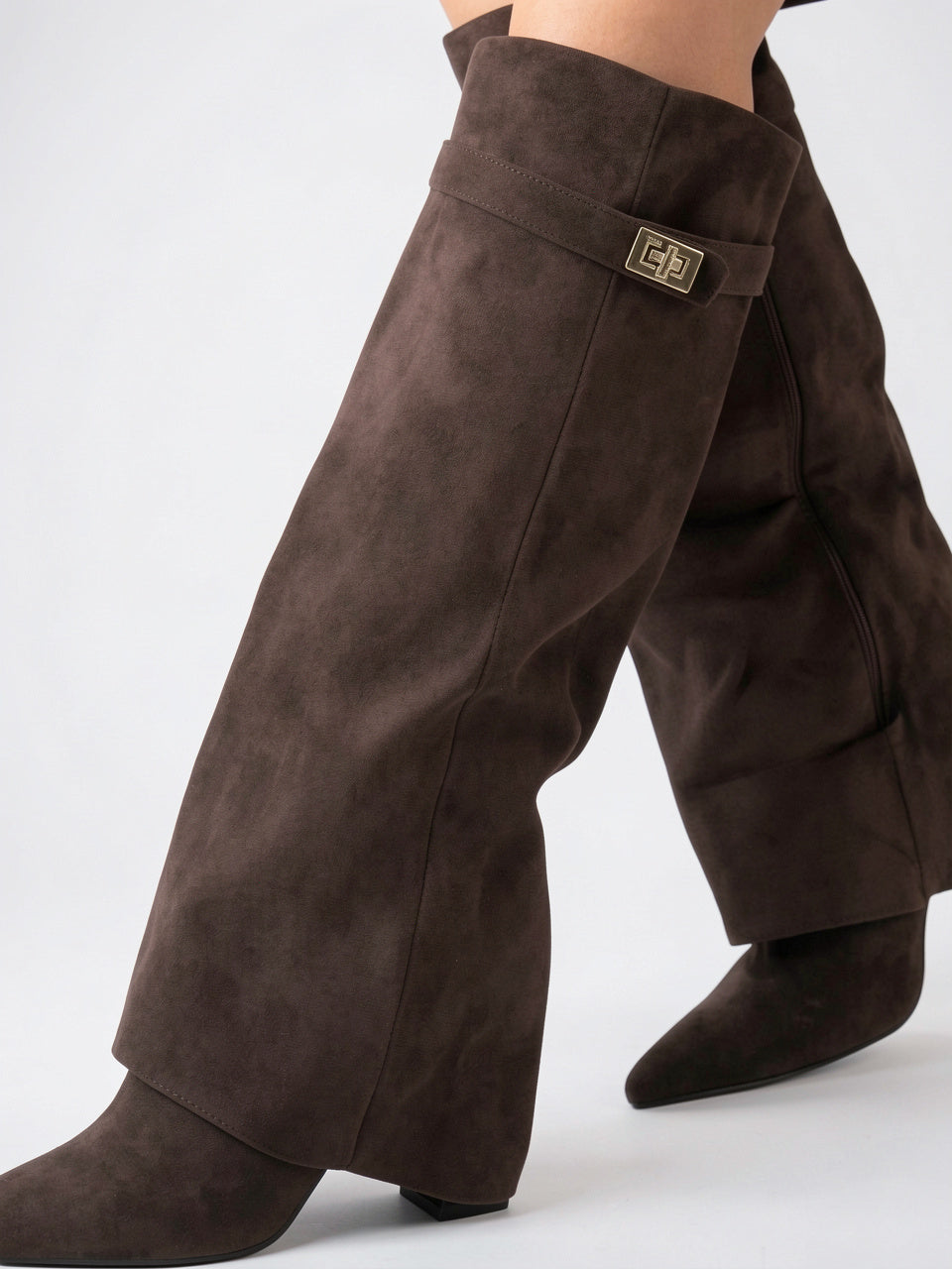 Femme Bottes Genou Daim Décontractées Talon Bas Slouchy - 4