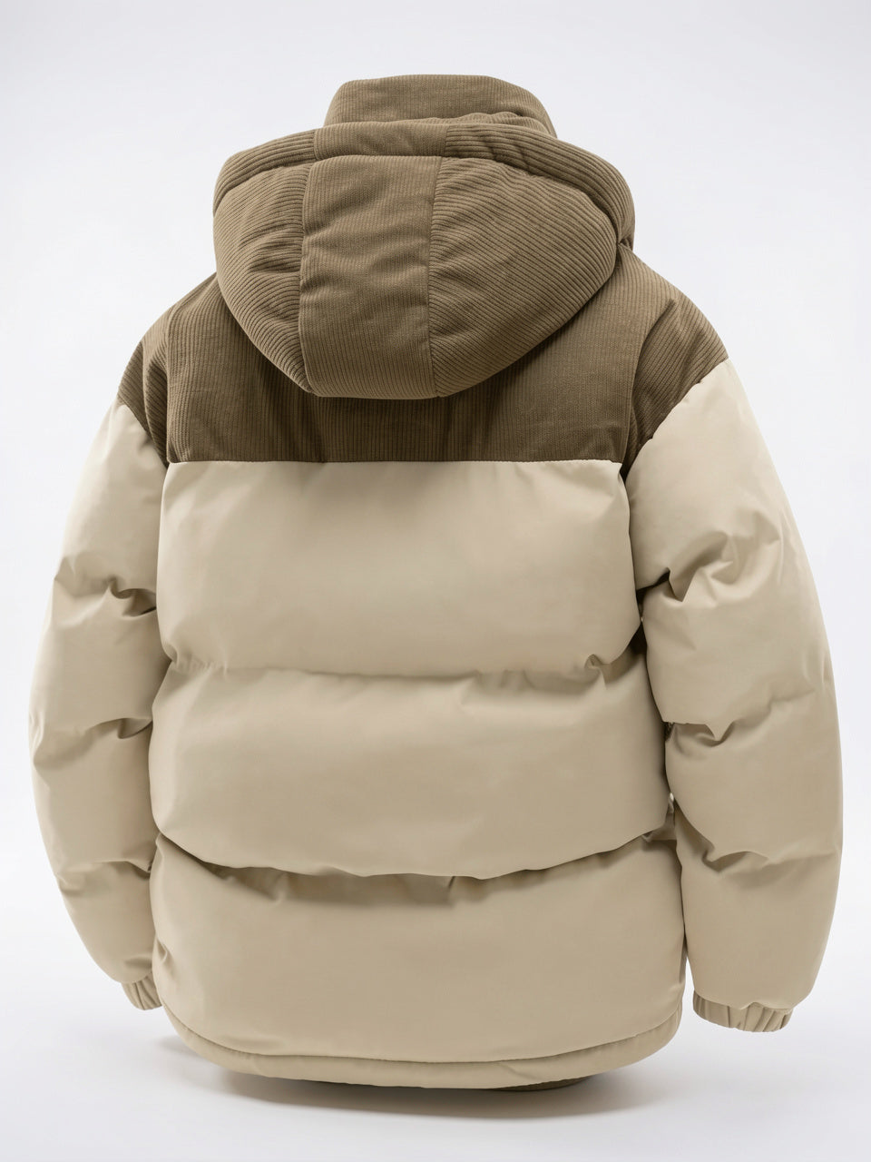 Hiver Doudoune Homme Bicolore Zippée Capuche Côtelé Velours - 4