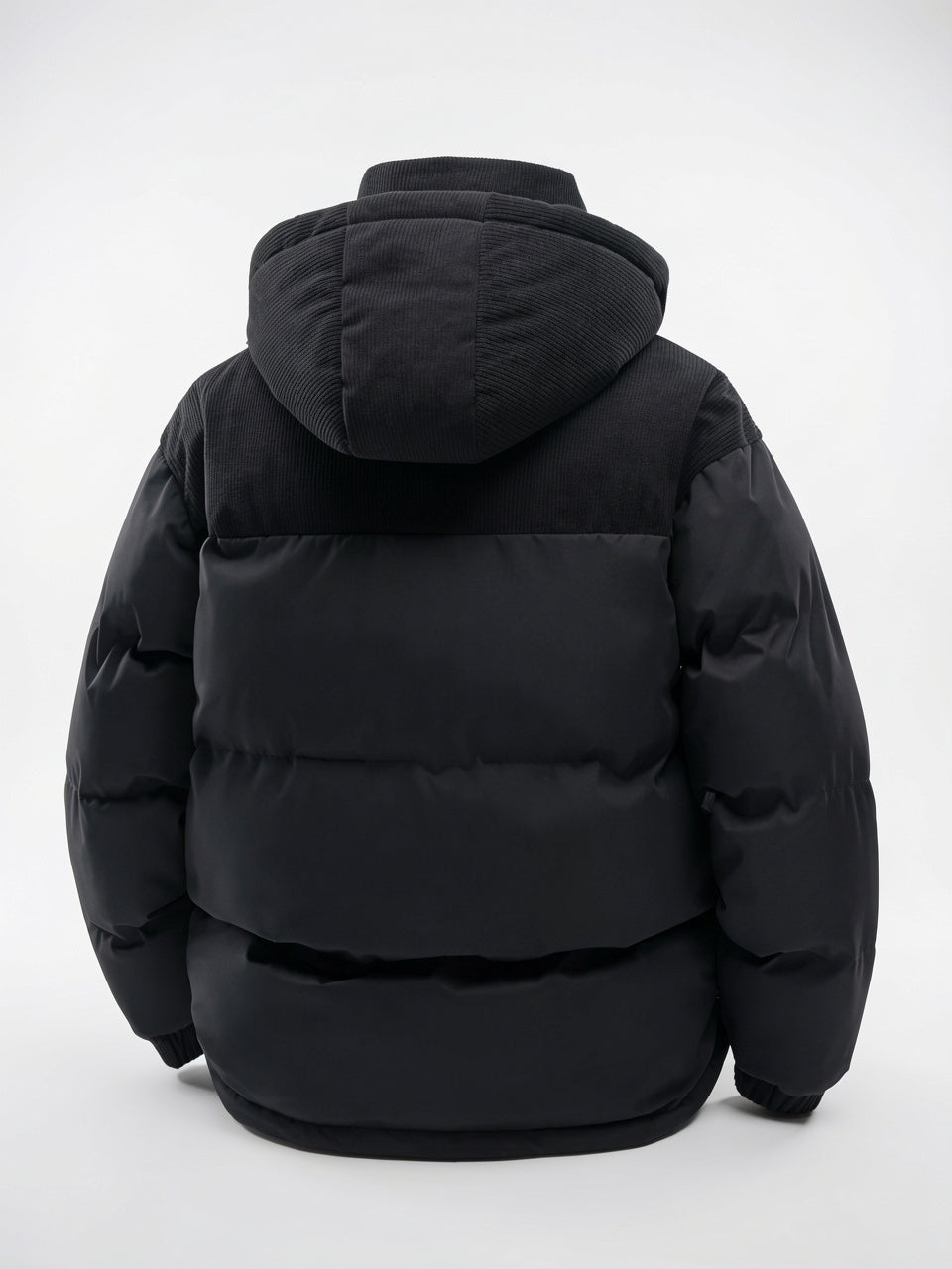 Hiver Doudoune Homme Bicolore Zippée Capuche Côtelé Velours - 7