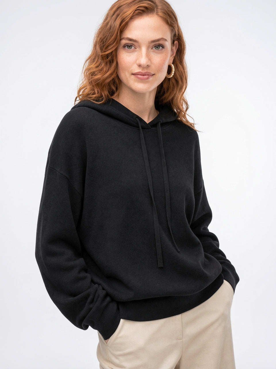 Hoodie Femme en Cachemire Laine Classique Capuche - 13