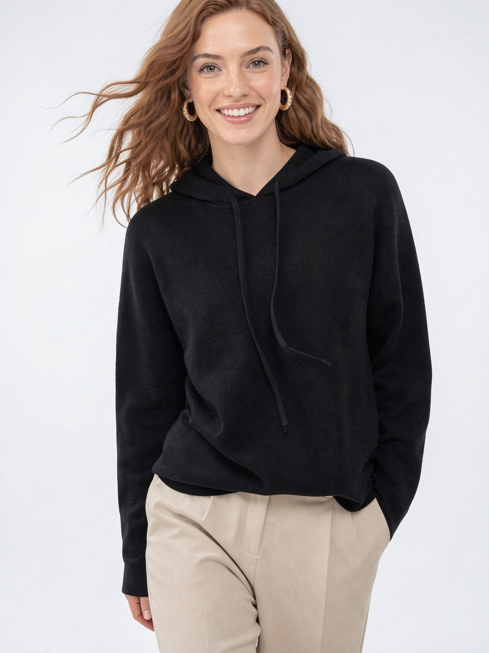 Hoodie Femme en Cachemire Laine Classique Capuche - 14