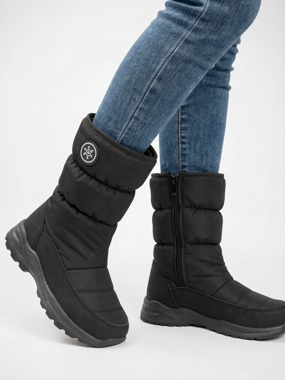 Imperméable Doublée Fourrure Enfilage Montantes Antidérapantes Bottes Hiver - 3