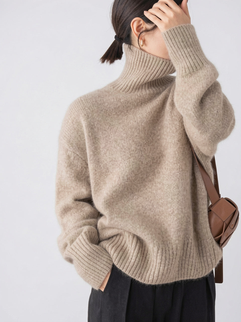 Luxe Cachemire Pull Col Roulé Femme Tricot Hiver - 6