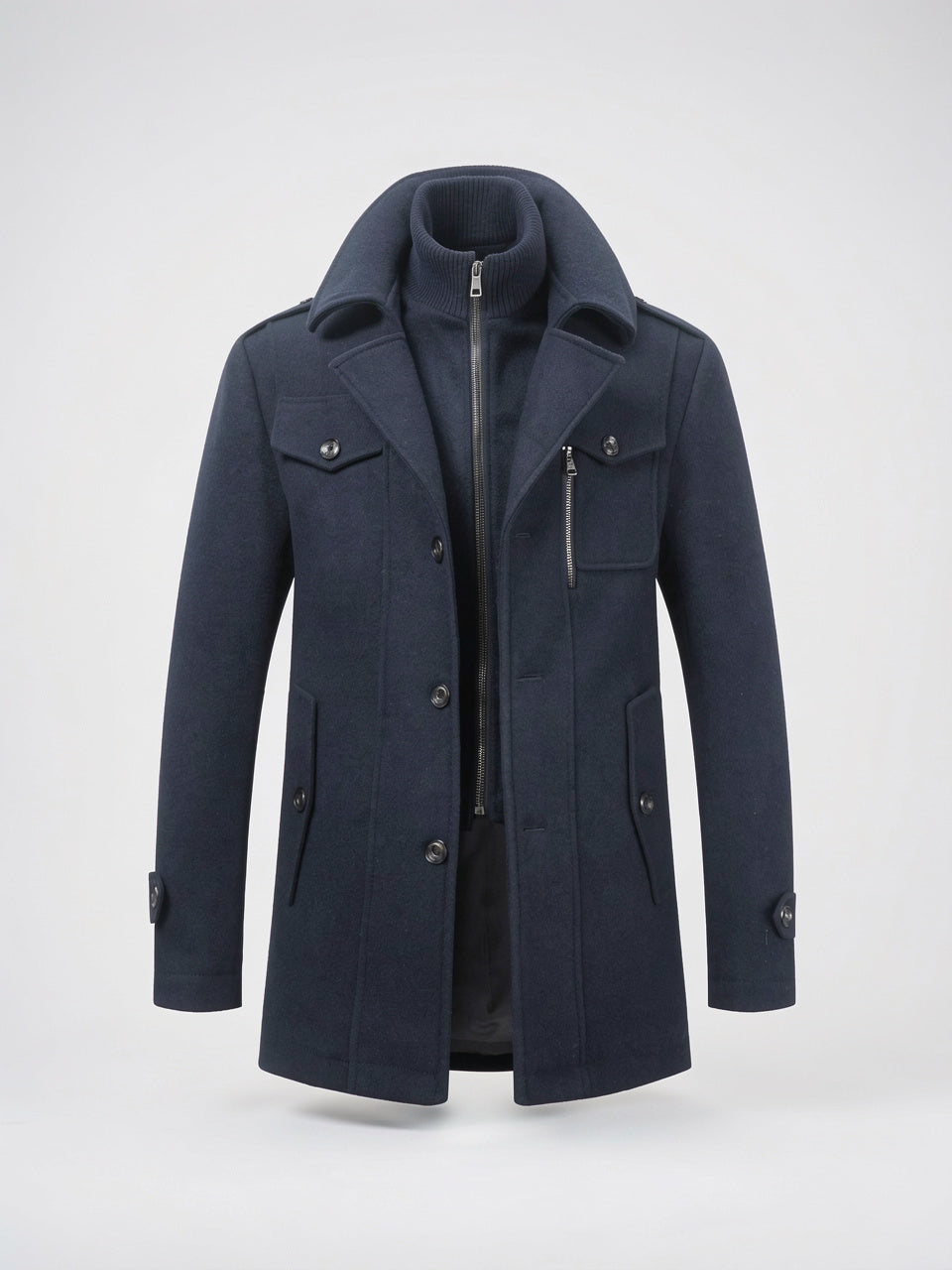 Manteau d'Hiver Deux Pièces Homme Laine Chaud - Bleu M