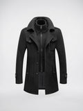 Manteau d'Hiver Deux Pièces Homme Laine Chaud - Noir M