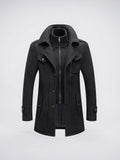 Manteau Hiver Deux Pièces Doublé Homme Long Montant - Noir S