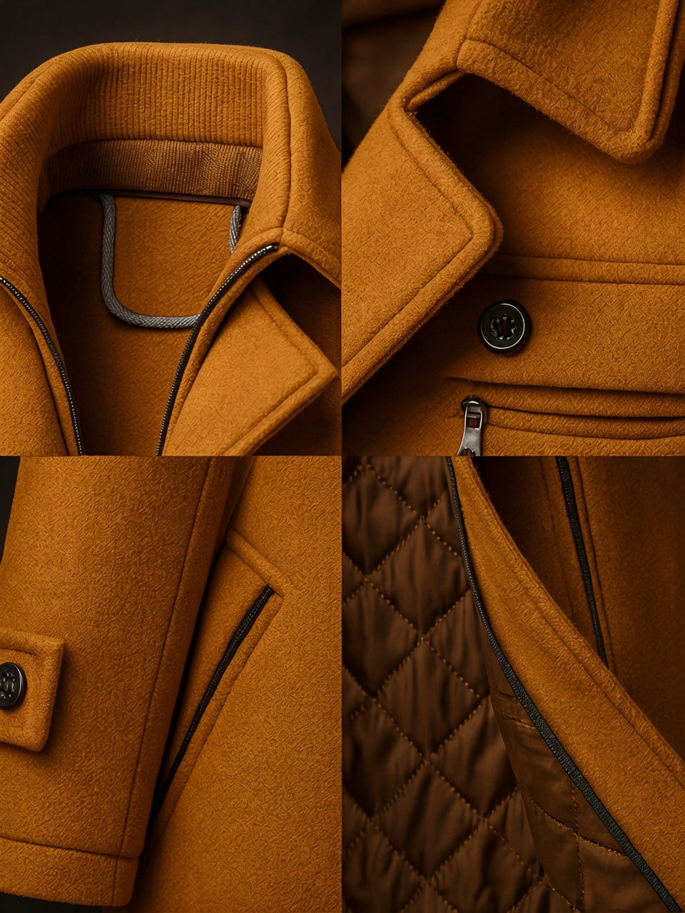 Manteau Hiver Homme Long Doublé Chaud Col Texturé - 2