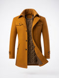 Manteau Hiver Homme Long Doublé Chaud Col Texturé - Marron M