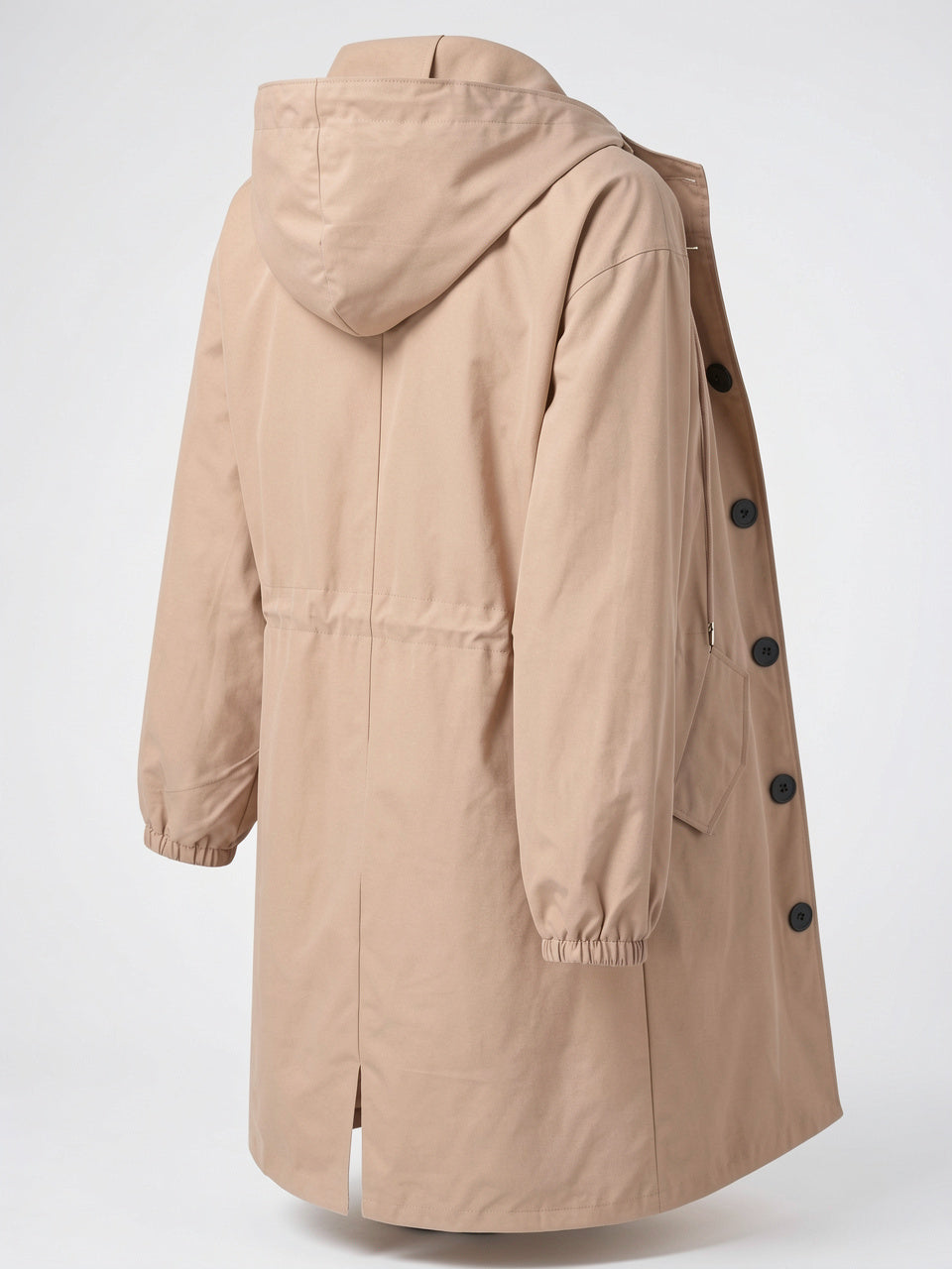 Manteau Long Imperméable Femme Trench Pluvier Poches Capuche - 2