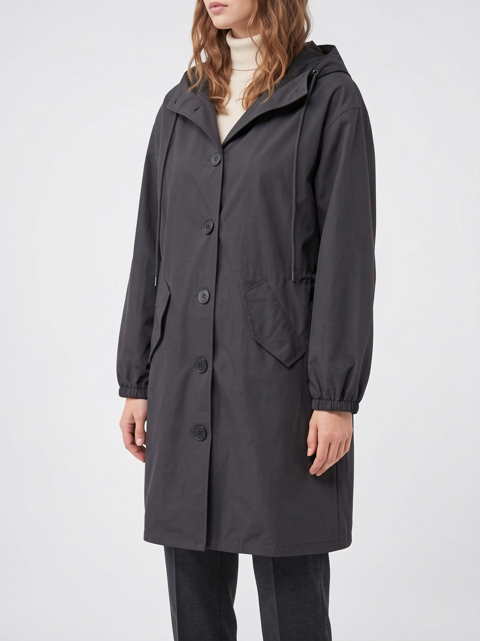 Manteau Long Imperméable Femme Trench Pluvier Poches Capuche - 7