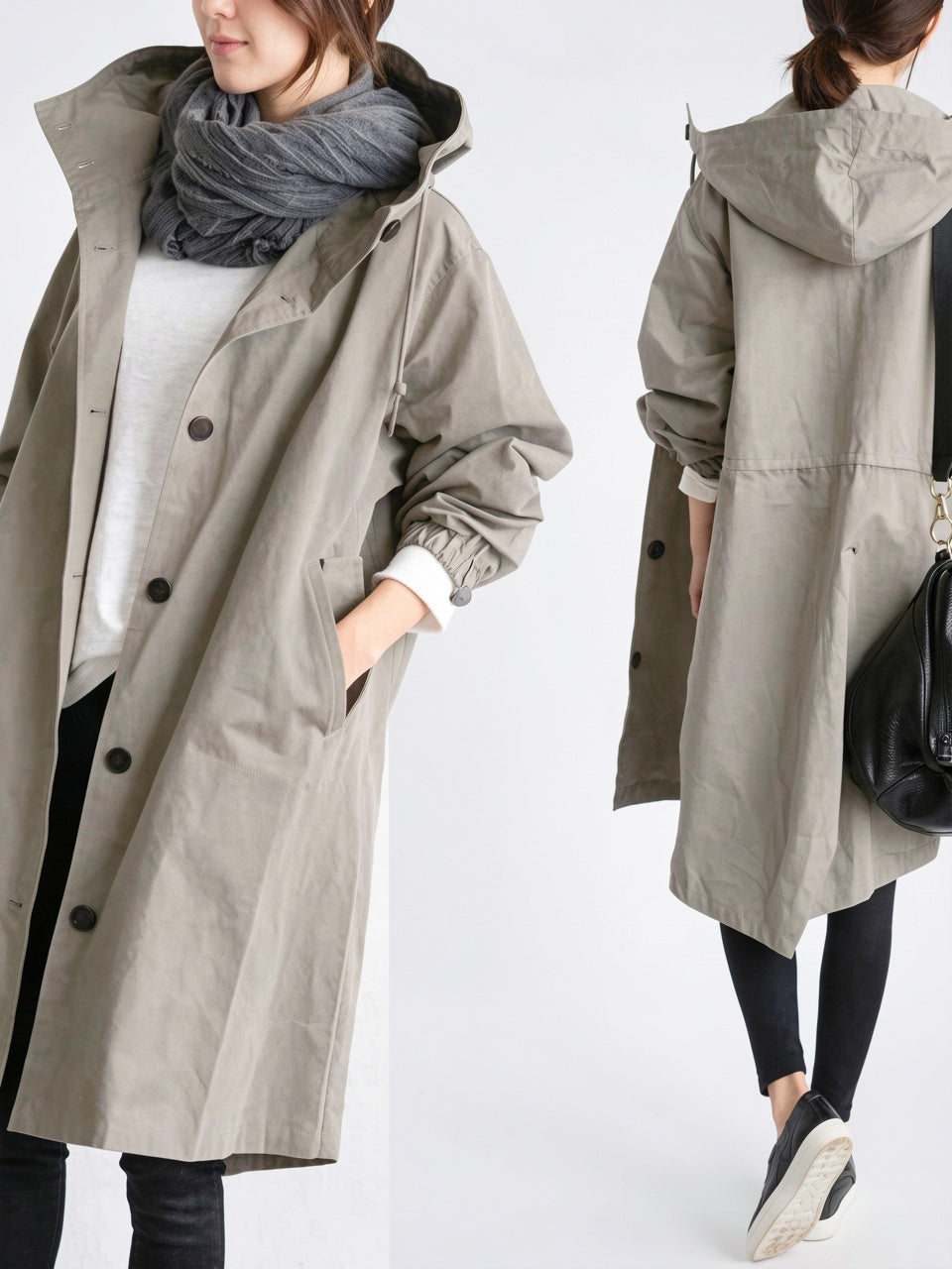 Manteau Pluie Femme Imperméable Long Capuche Respirante Oversize - 1