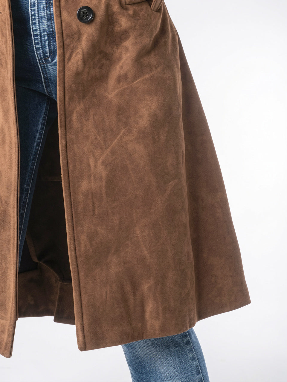 Manteau Trench en Suède Vintage Longue Femme Automne - 4