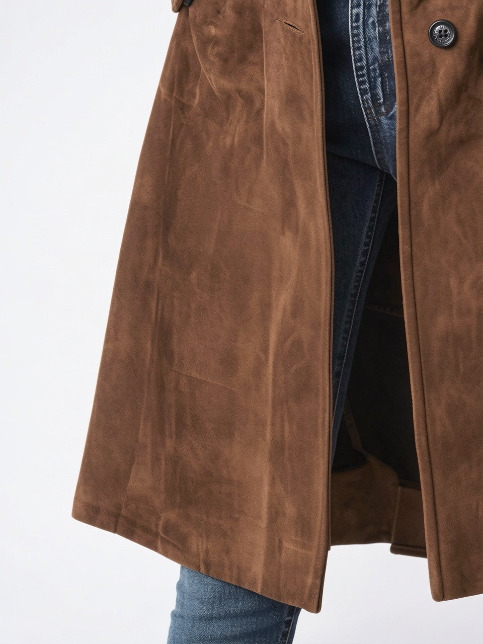 Manteau Trench en Suède Vintage Longue Femme Automne - 5