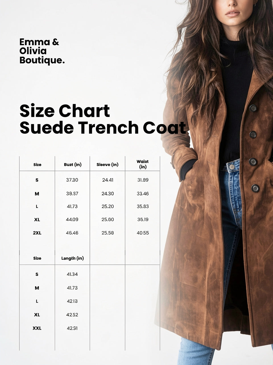 Manteau Trench en Suède Vintage Longue Femme Automne - 6