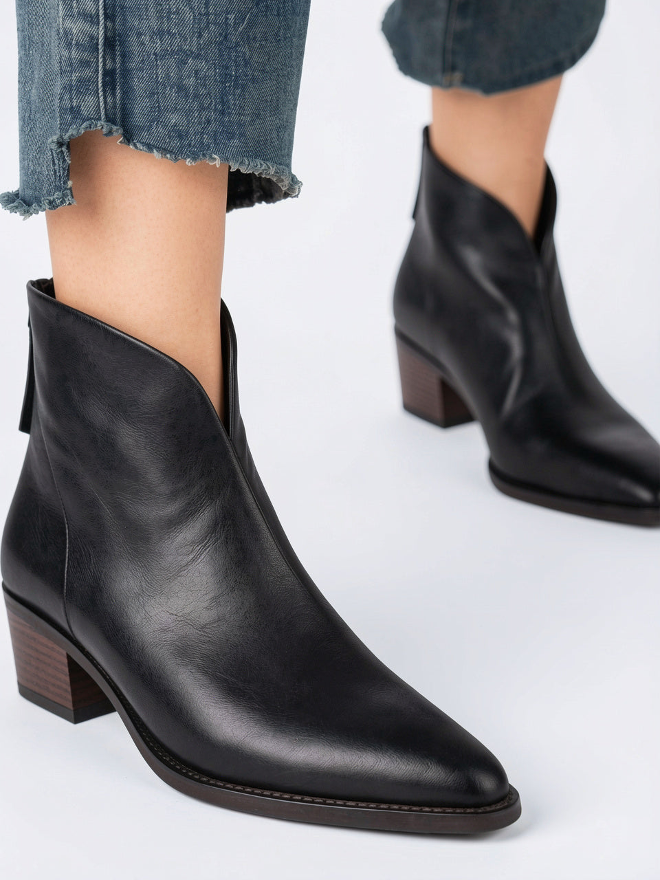 Orthopédiques Bottines Cuir à Talon Femme - Noir EU 36 / US 5.5 / UK 3.5