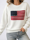 Pull Drapeau Femme Col Rond - Blanc XS