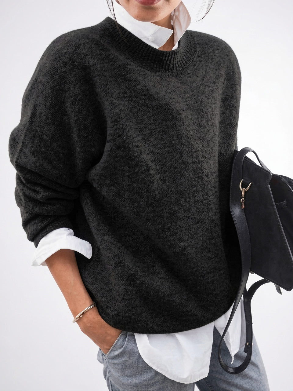 Pull Femme Ample Cachemire Automne Tricot Confortable Doux - 5