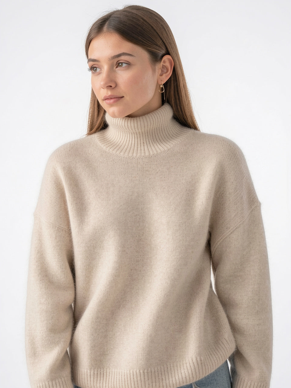 Pull Femme Cachemire Col Roulé Oversize Maille Tricot - 4
