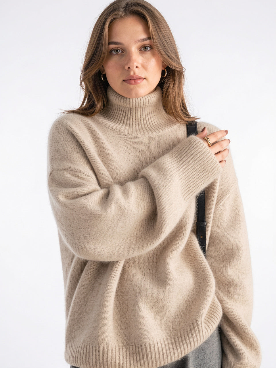 Pull Femme Cachemire Col Roulé Oversize Maille Tricot - 8