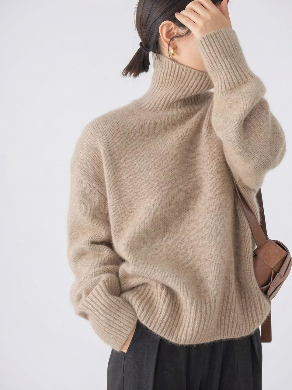 Pull Femme Cachemire Col Roulé Tricot Hiver - 6