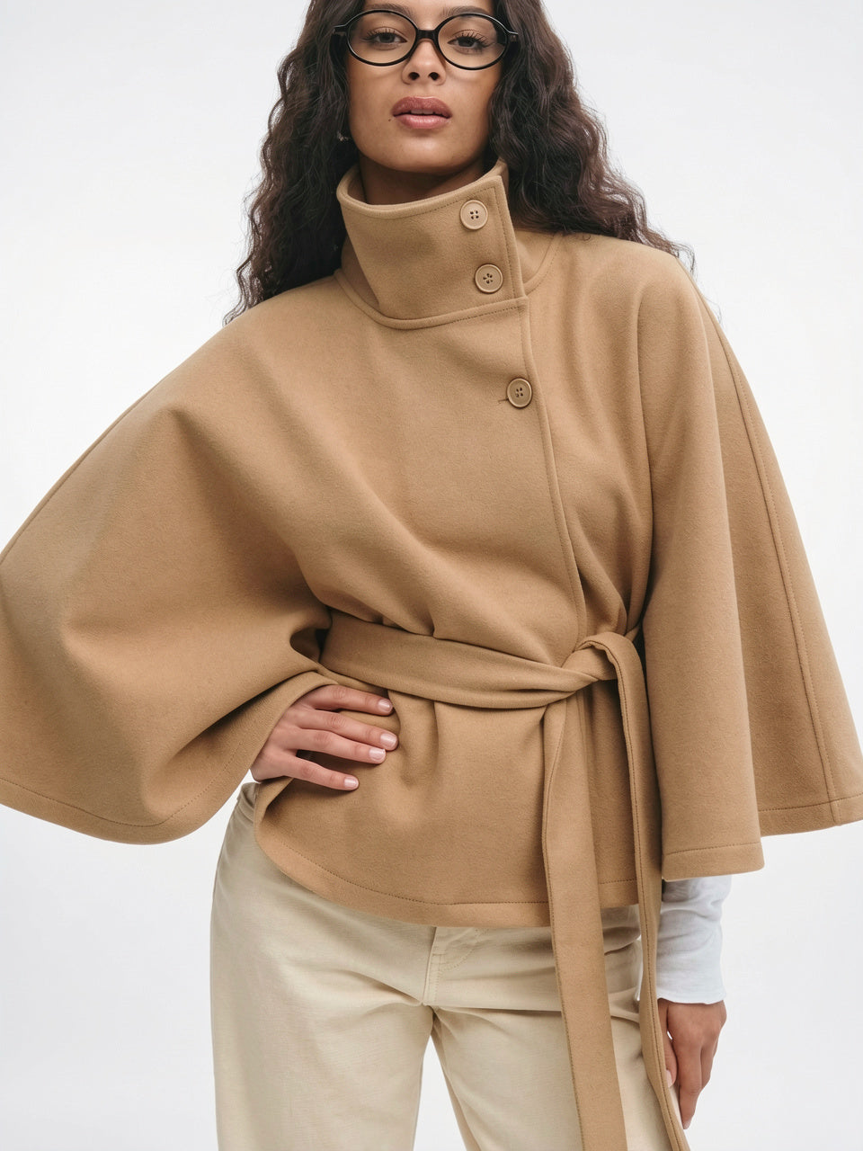 Veste Cape Manteau Femme Grand Col Ceinture Hiver - 11