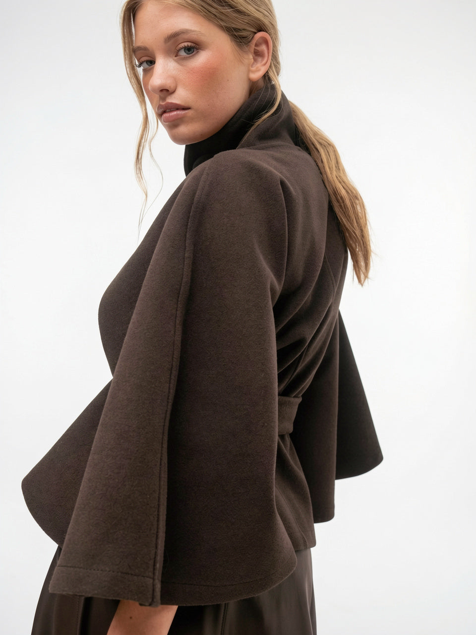 Veste Cape Manteau Femme Grand Col Ceinture Hiver - 14