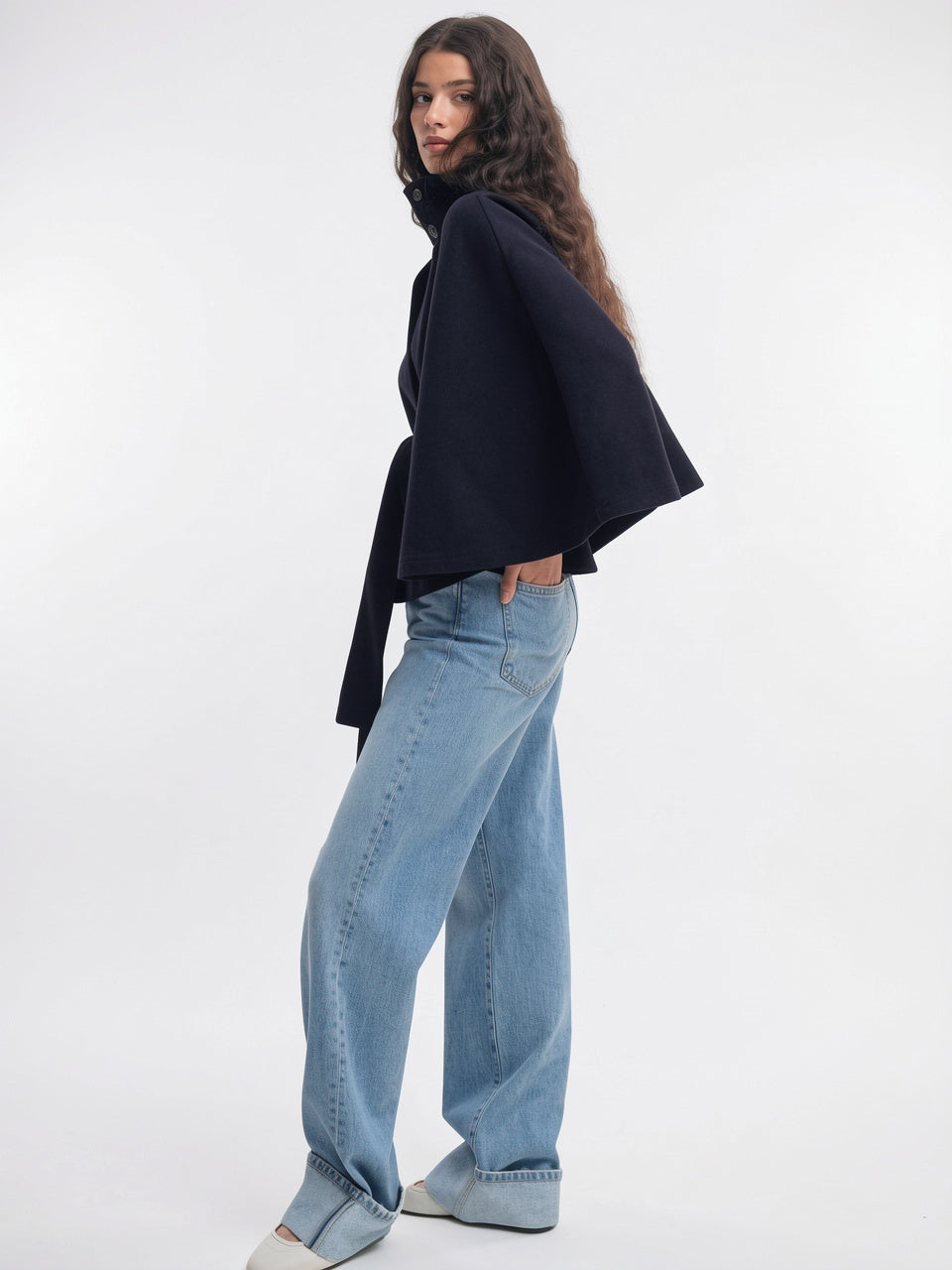Veste Cape Manteau Femme Grand Col Ceinture Hiver - 19