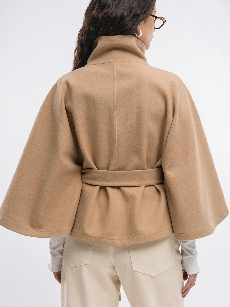 Veste Cape Manteau Femme Grand Col Ceinture Hiver - 9