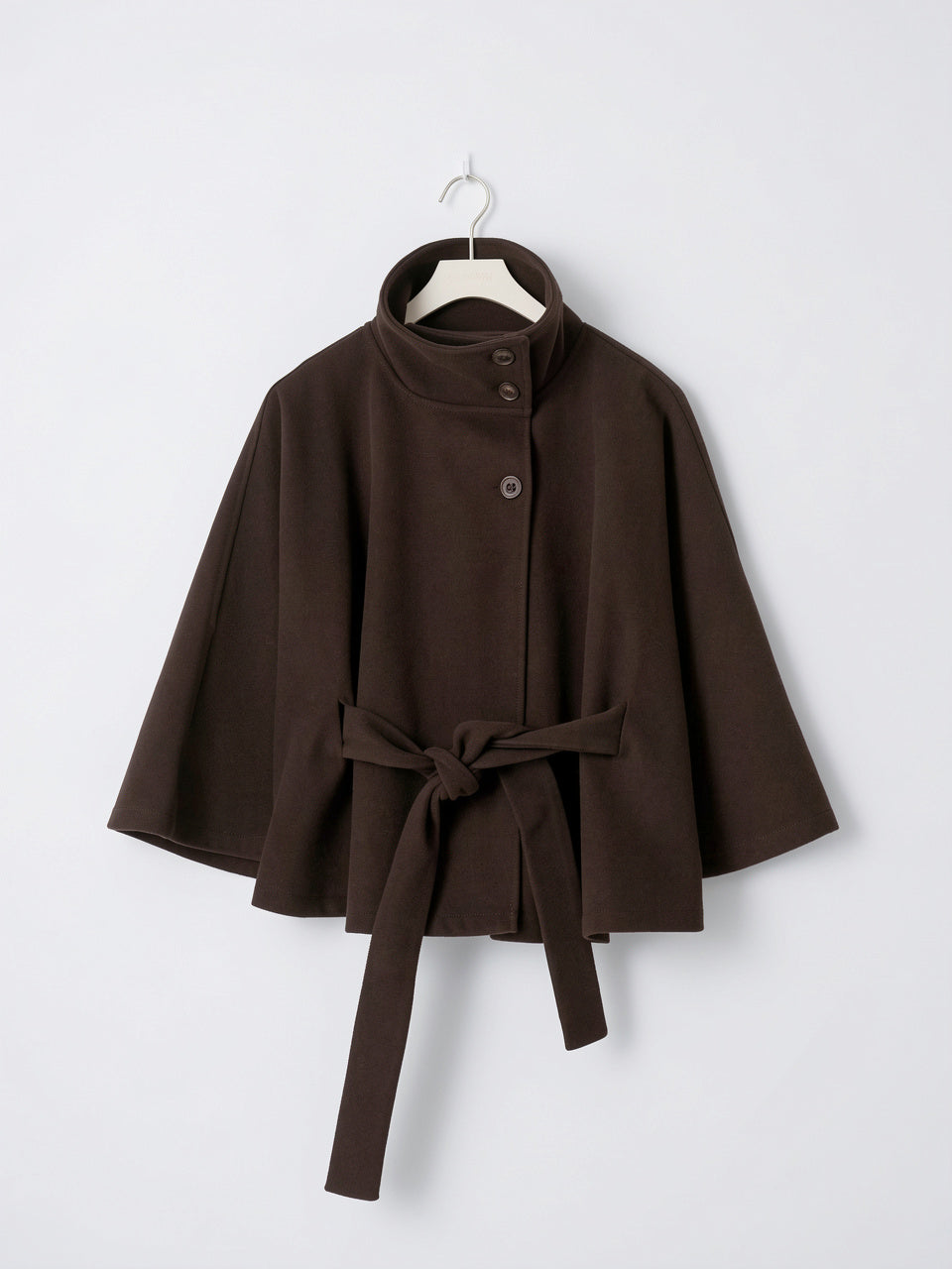 Veste Cape Manteau Femme Grand Col Ceinture Hiver - Marron S