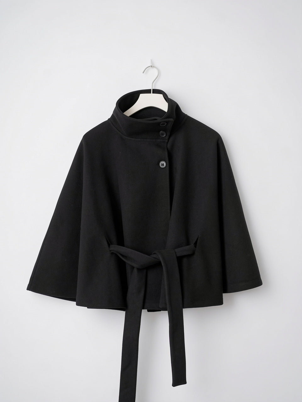 Veste Cape Manteau Femme Grand Col Ceinture Hiver - Noir S