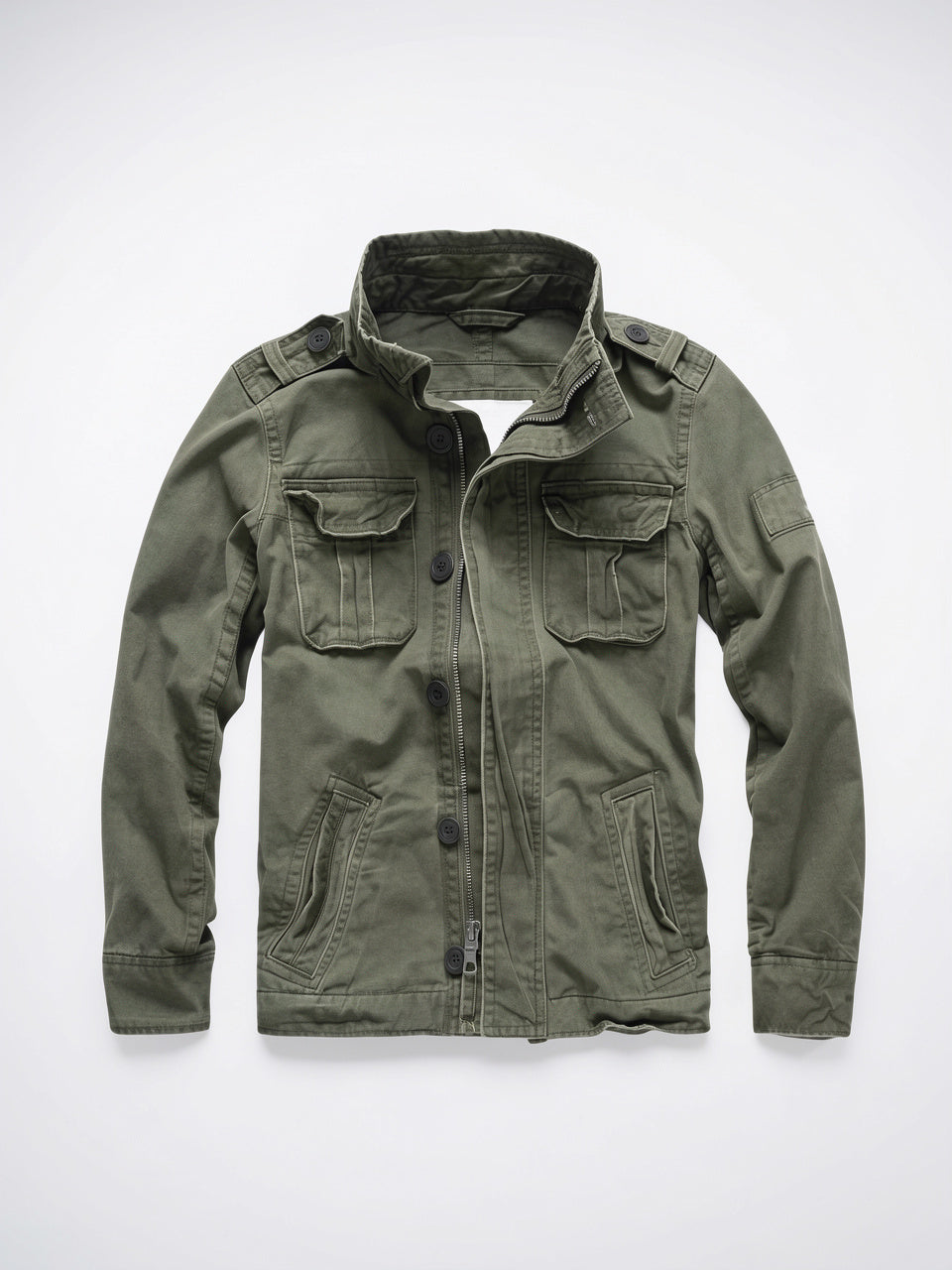 Veste Classique Homme Poches Utility Boutonnée Manches Longues - Vert Armée XS