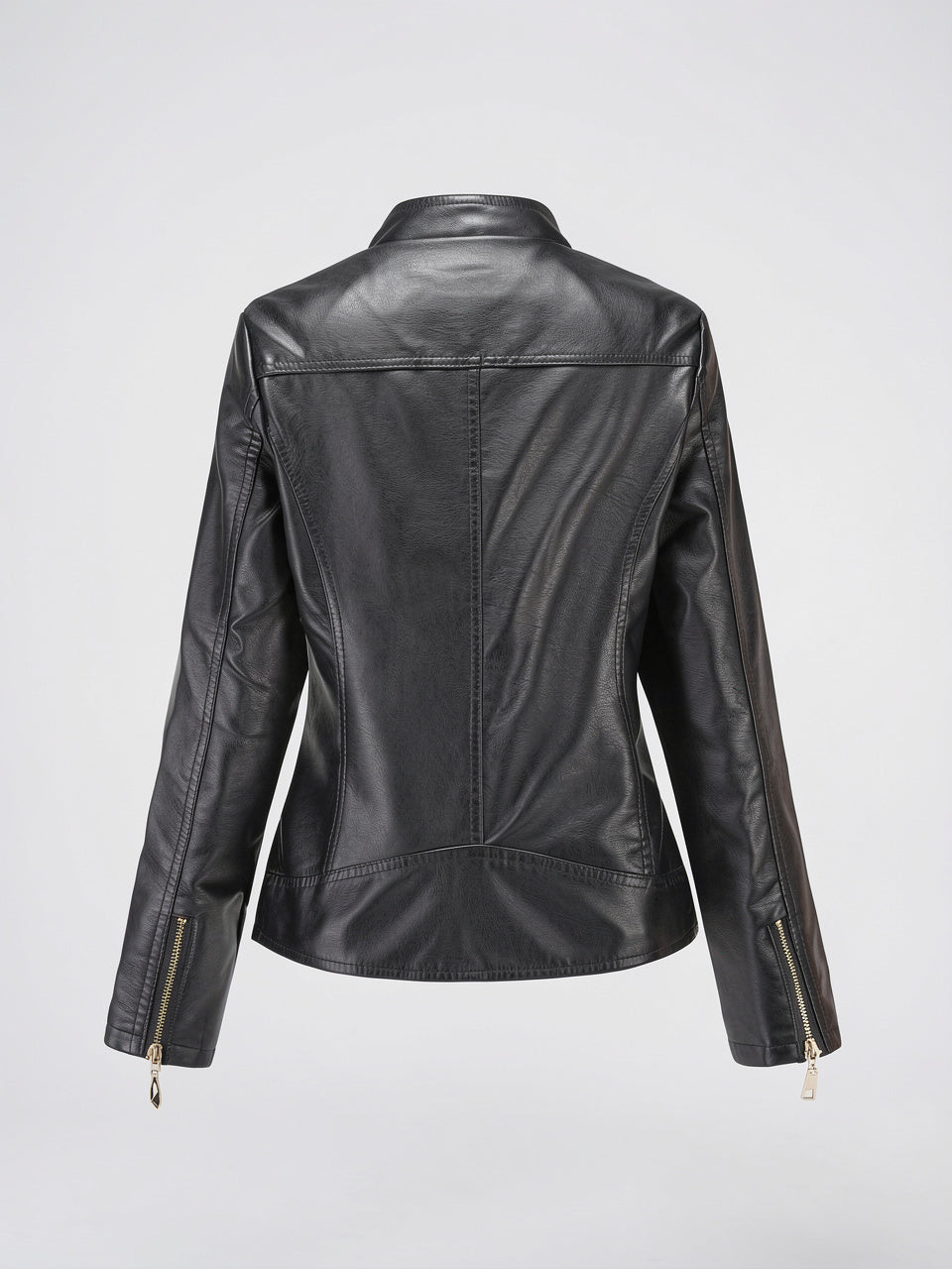 Veste Cuir Femme Moto Col Montant Poches - 10