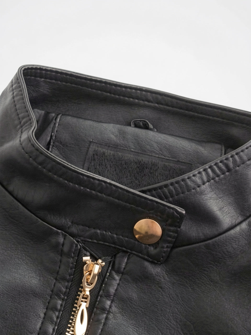 Veste Cuir Femme Moto Col Montant Poches - 14