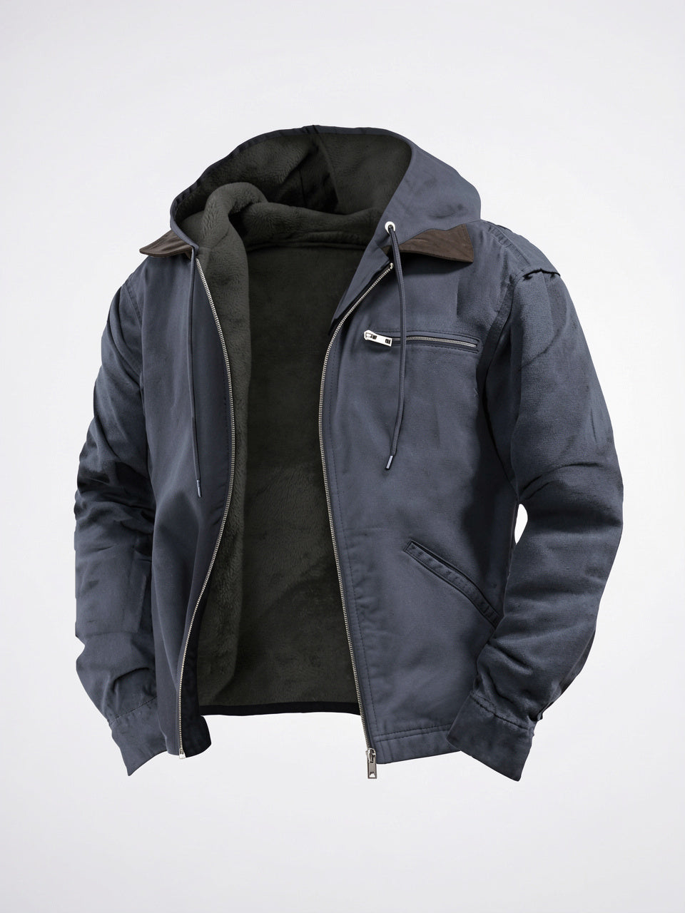 Veste Élégante Extérieure Capuche Doublure Hiver - Bleu S