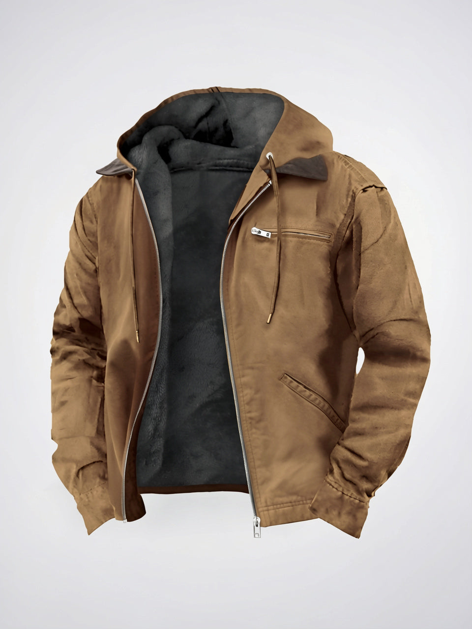 Veste Élégante Extérieure Capuche Doublure Hiver - Marron S