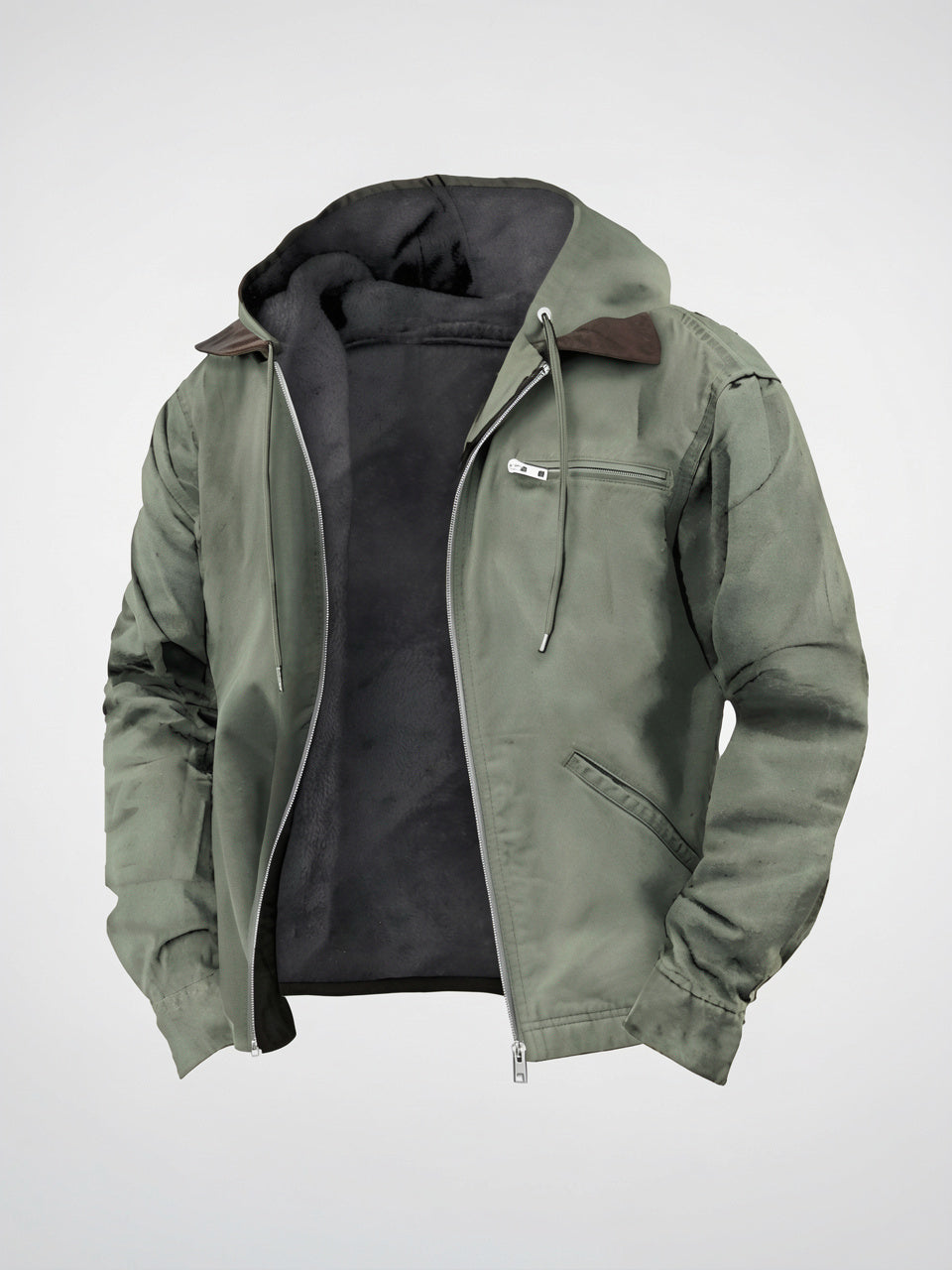 Veste Élégante Extérieure Capuche Doublure Hiver - Vert S