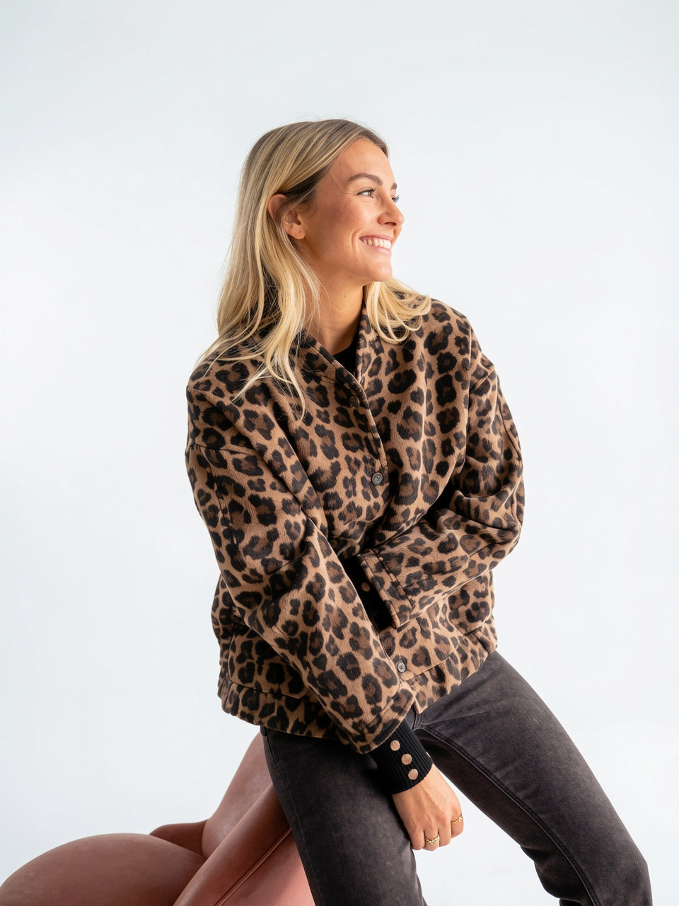Veste Femme Imprimé Léopard Bomber Ample - 2