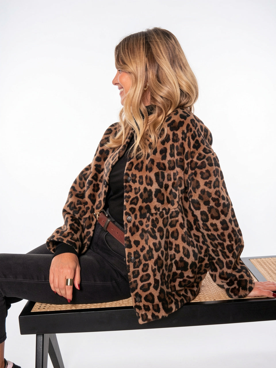 Veste Femme Imprimé Léopard Bomber Ample - 5